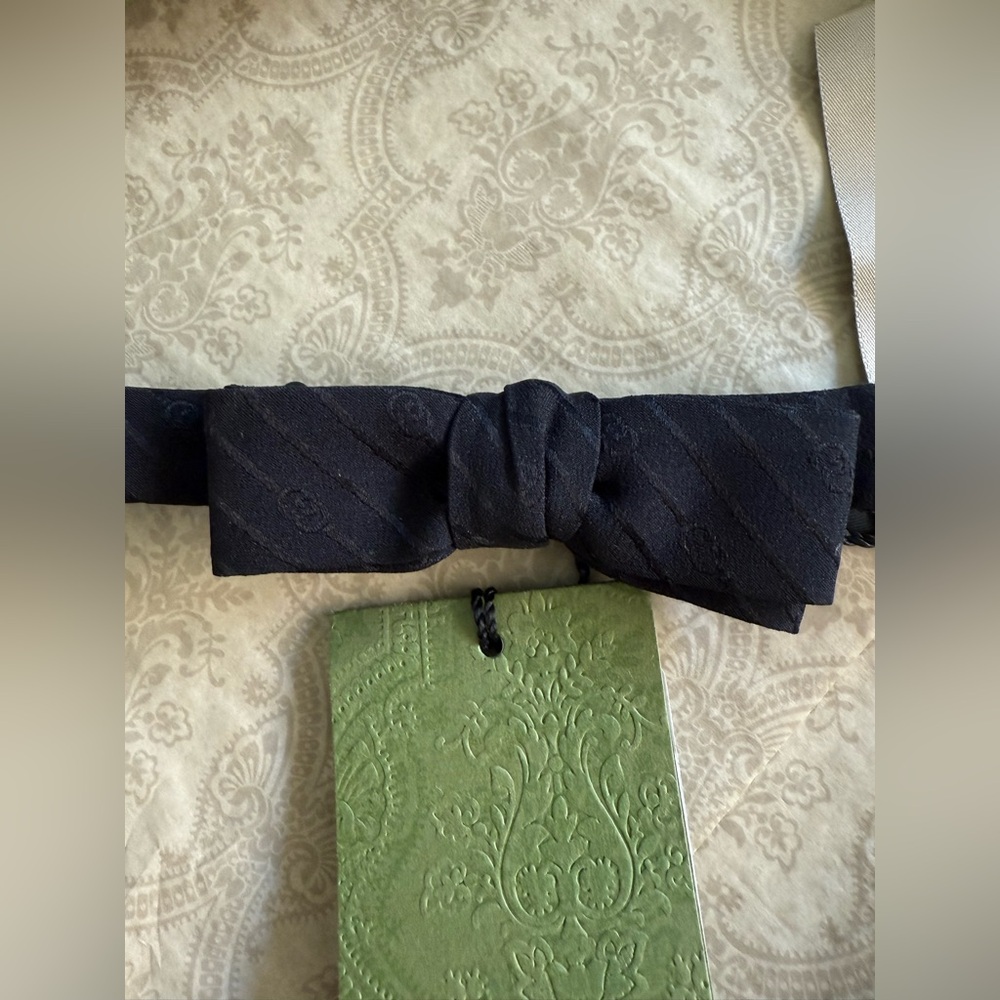 NWT GUCCI GG JACQUARD SILK BLACK BOW TIE - Picture 7 of 10